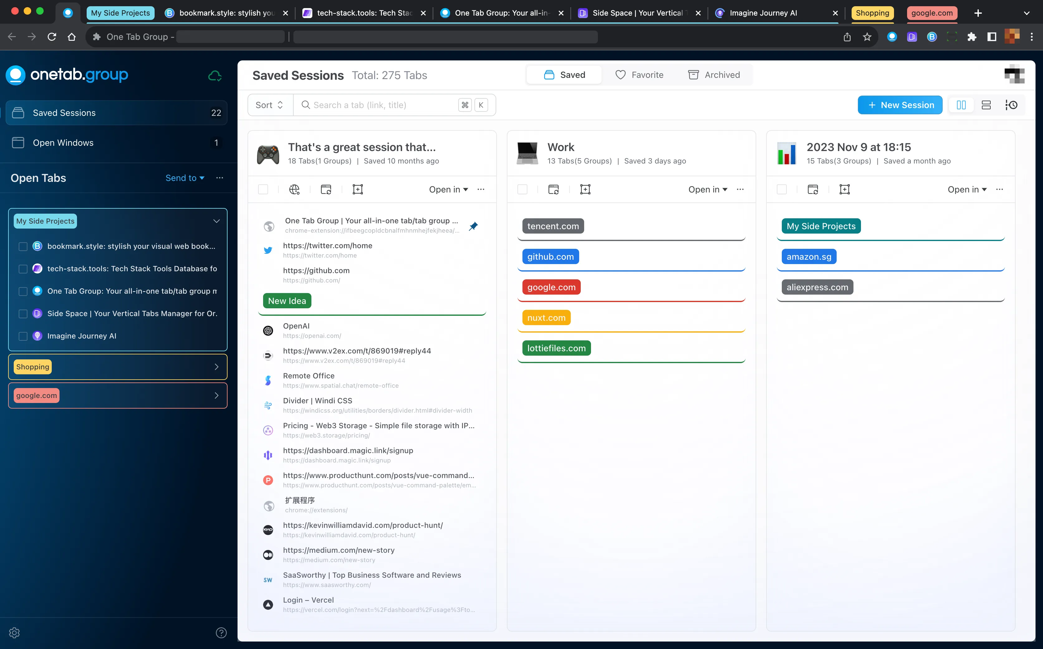 Open Tabs Panel