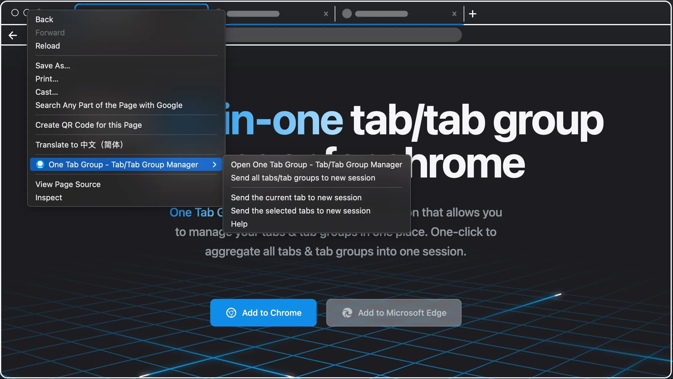 Save tabs using context menu in Tab Deck