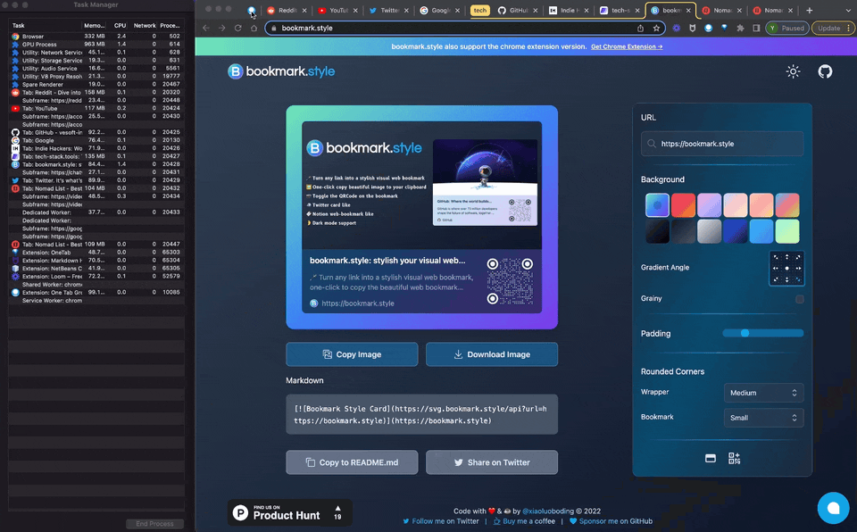 Tree-style view of open tabs in Tab Deck