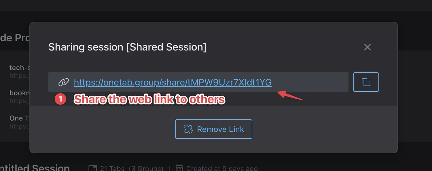 Share web link with others